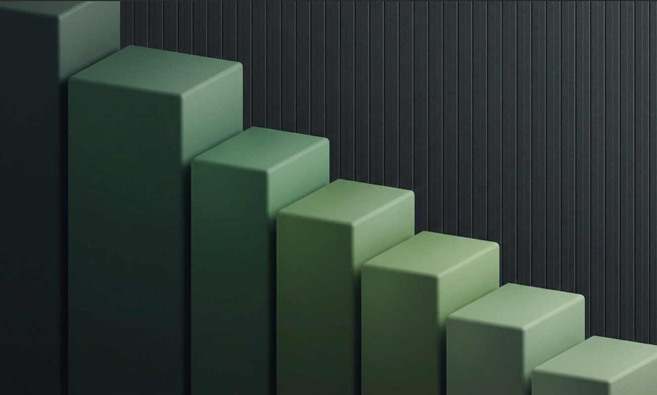 Token cost reduction — descending cost bars